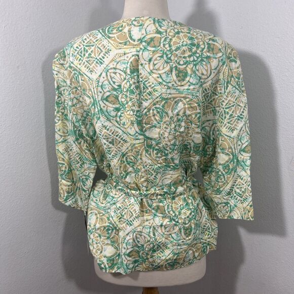 Lark Lane Blouse Womens 18 Multi Linen Blend Preppy Office Siren Career Work - Picture 4 of 9